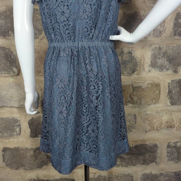 Madewell Blue Lace Lined Flutter Sleeve Mini‎ Dress V Neck Women’s 2 - Picture 7 of 14